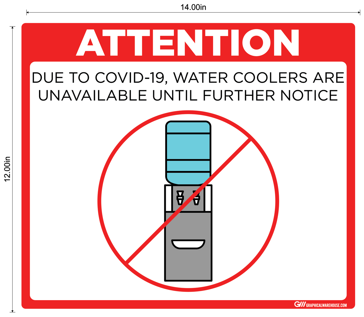 "Water Cooler Unavailable" Adhesive Durable Vinyl Decal- Various Sizes/Colors Available