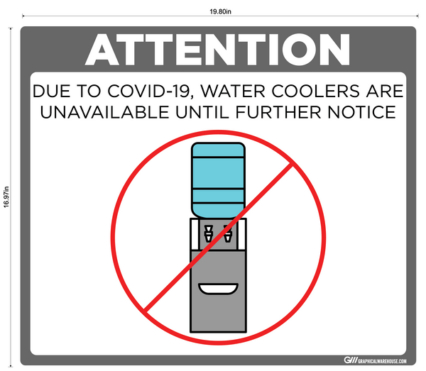 "Water Cooler Unavailable" Adhesive Durable Vinyl Decal- Various Sizes/Colors Available