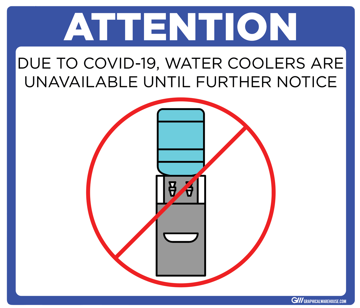 "Water Cooler Unavailable" Adhesive Durable Vinyl Decal- Various Sizes/Colors Available