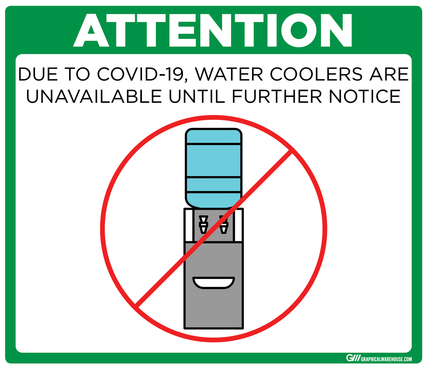 "Water Cooler Unavailable" Adhesive Durable Vinyl Decal- Various Sizes/Colors Available