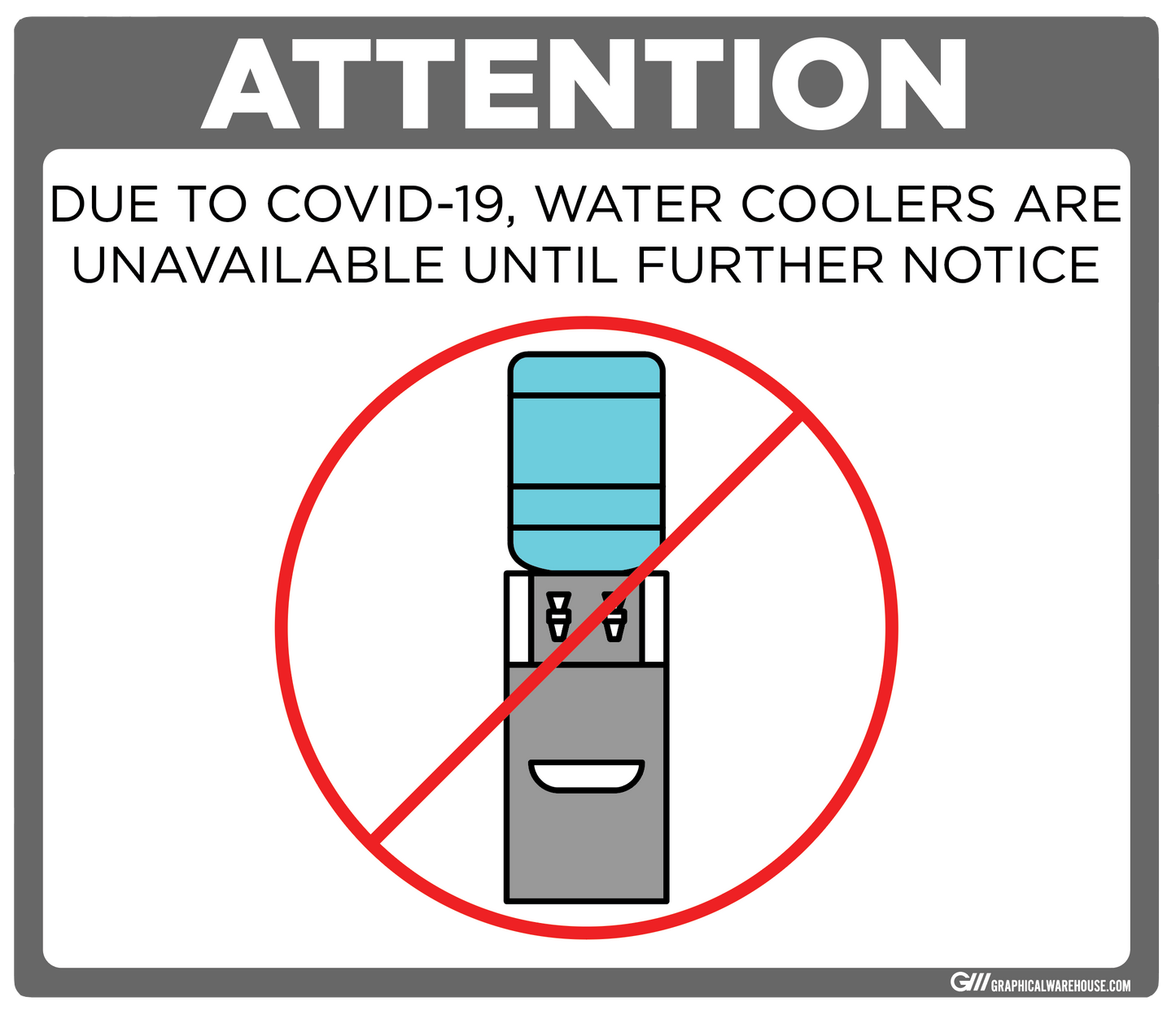 "Water Cooler Unavailable" Adhesive Durable Vinyl Decal- Various Sizes/Colors Available