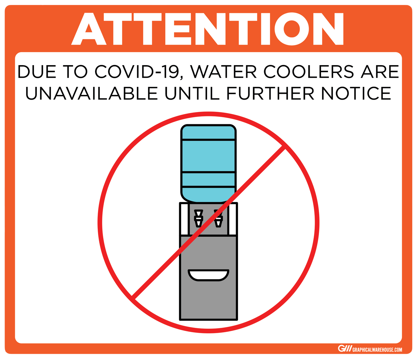 "Water Cooler Unavailable" Adhesive Durable Vinyl Decal- Various Sizes/Colors Available