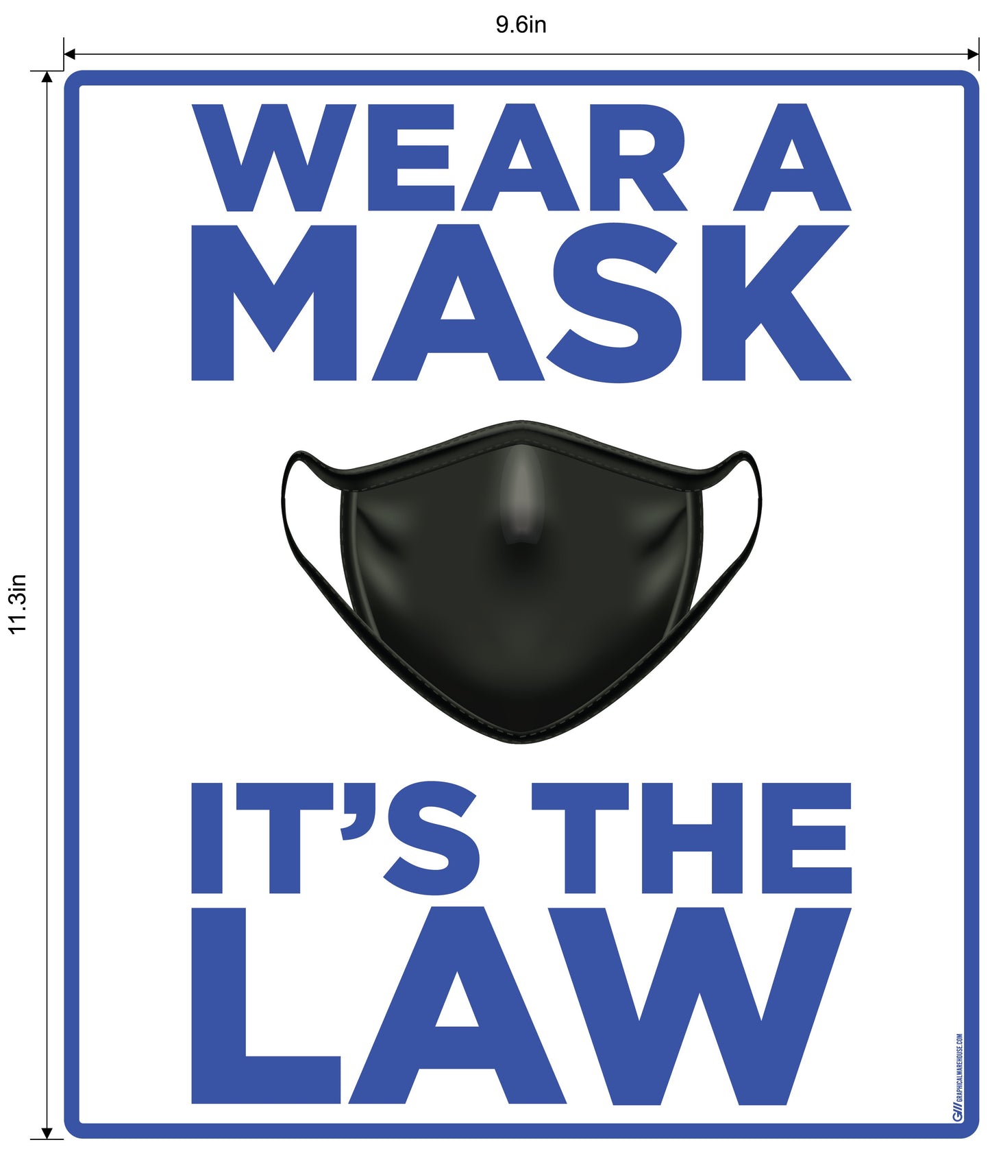"Wear A Mask, It's the Law" Adhesive Durable Vinyl Decal- Various Sizes/Colors Available