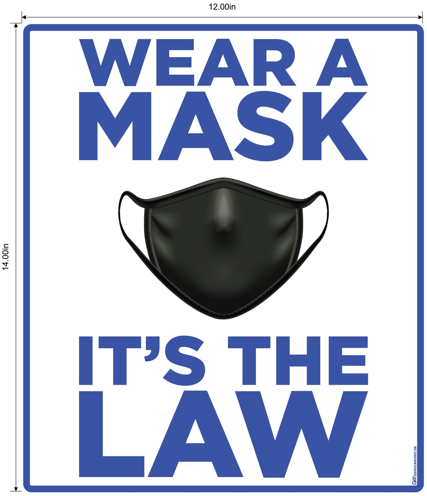 "Wear A Mask, It's the Law" Adhesive Durable Vinyl Decal- Various Sizes/Colors Available