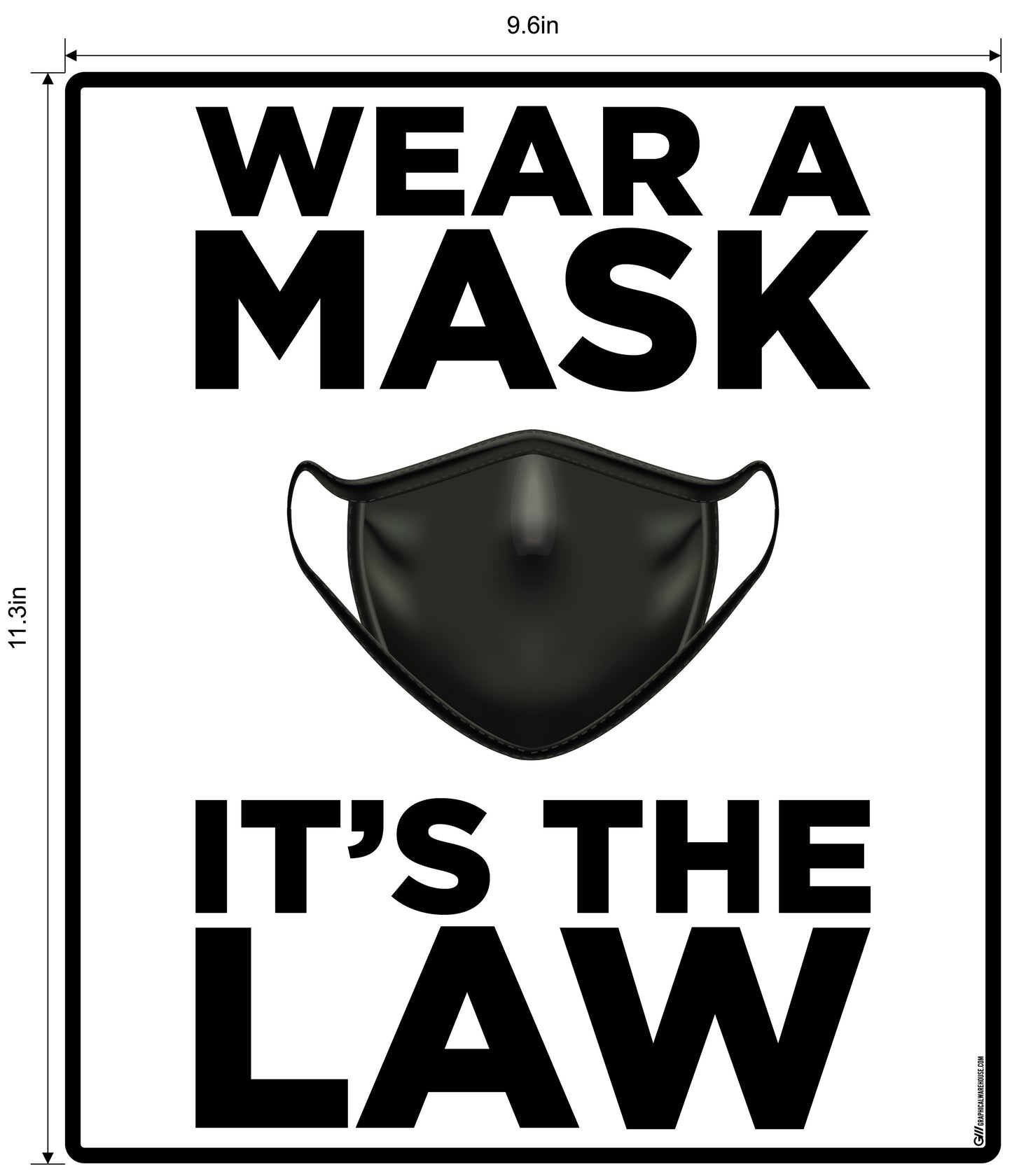 "Wear A Mask, It's the Law" Adhesive Durable Vinyl Decal- Various Sizes/Colors Available