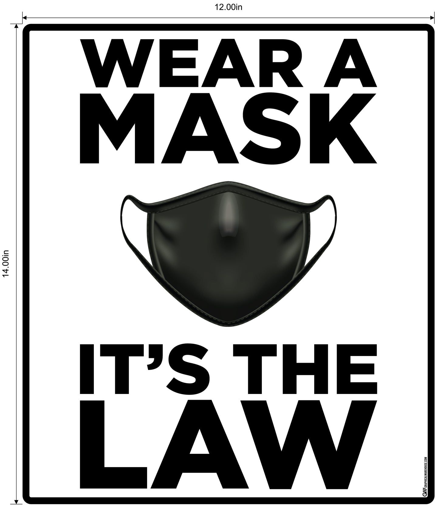 "Wear A Mask, It's the Law" Adhesive Durable Vinyl Decal- Various Sizes/Colors Available