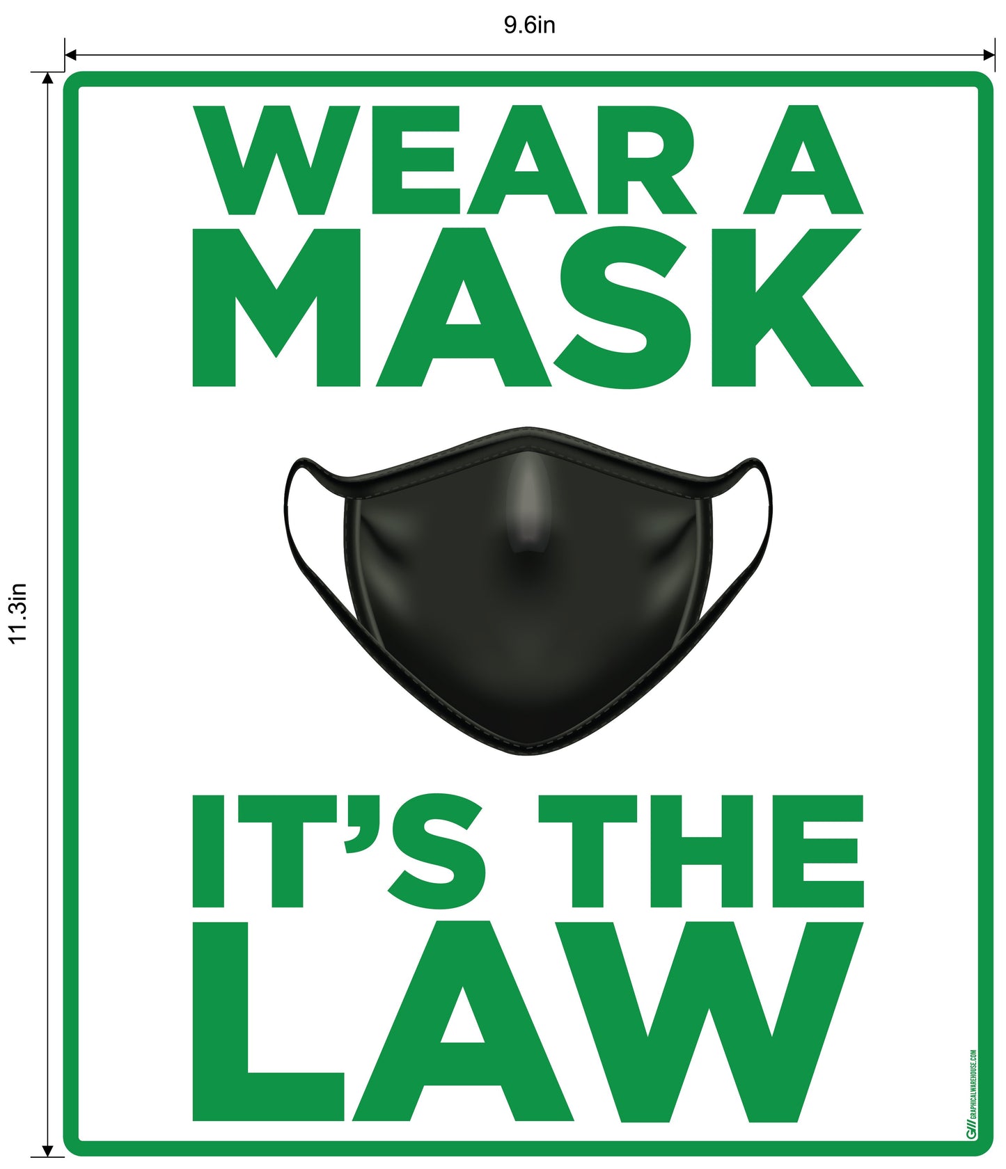 "Wear A Mask, It's the Law" Adhesive Durable Vinyl Decal- Various Sizes/Colors Available