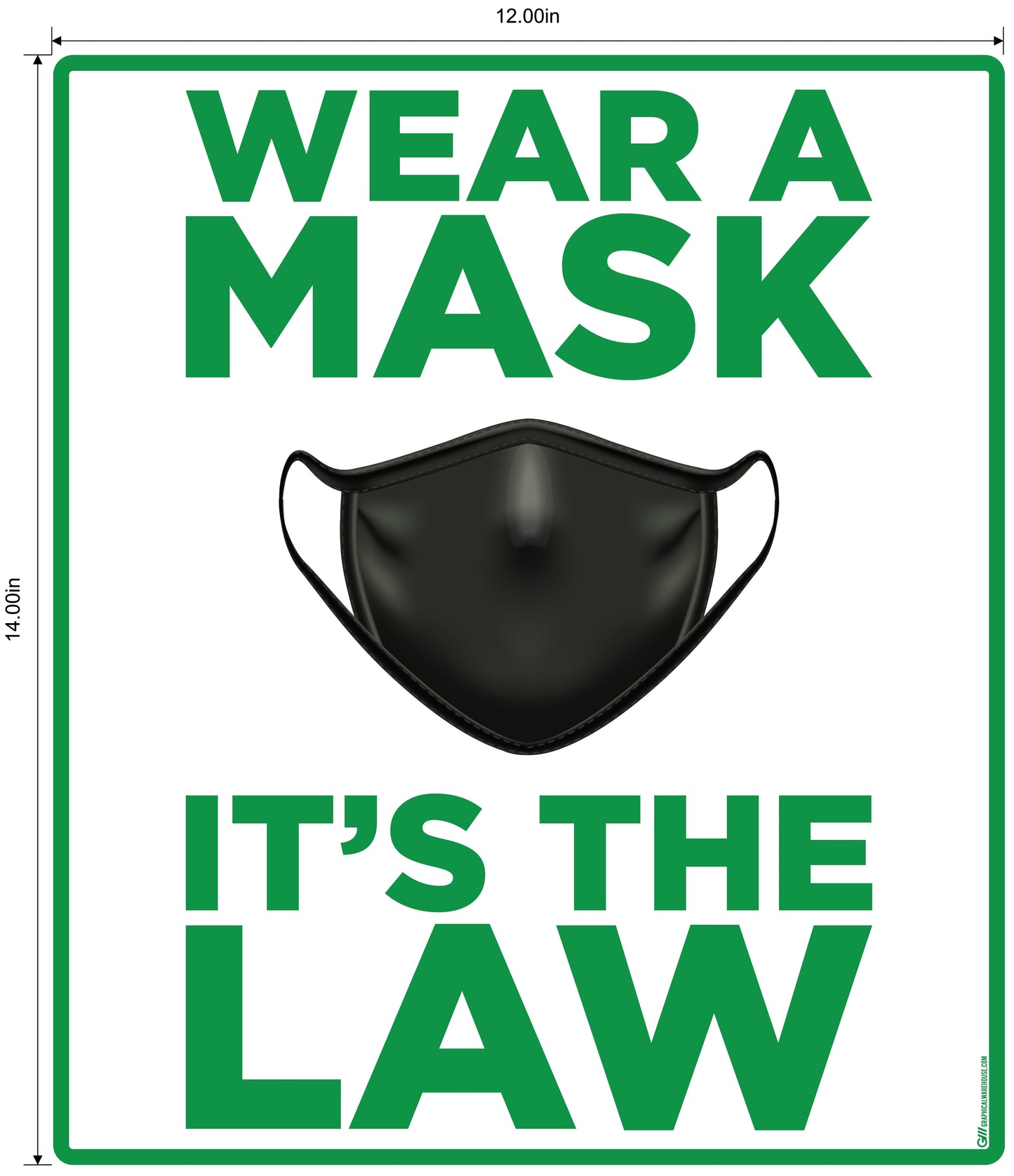 "Wear A Mask, It's the Law" Adhesive Durable Vinyl Decal- Various Sizes/Colors Available