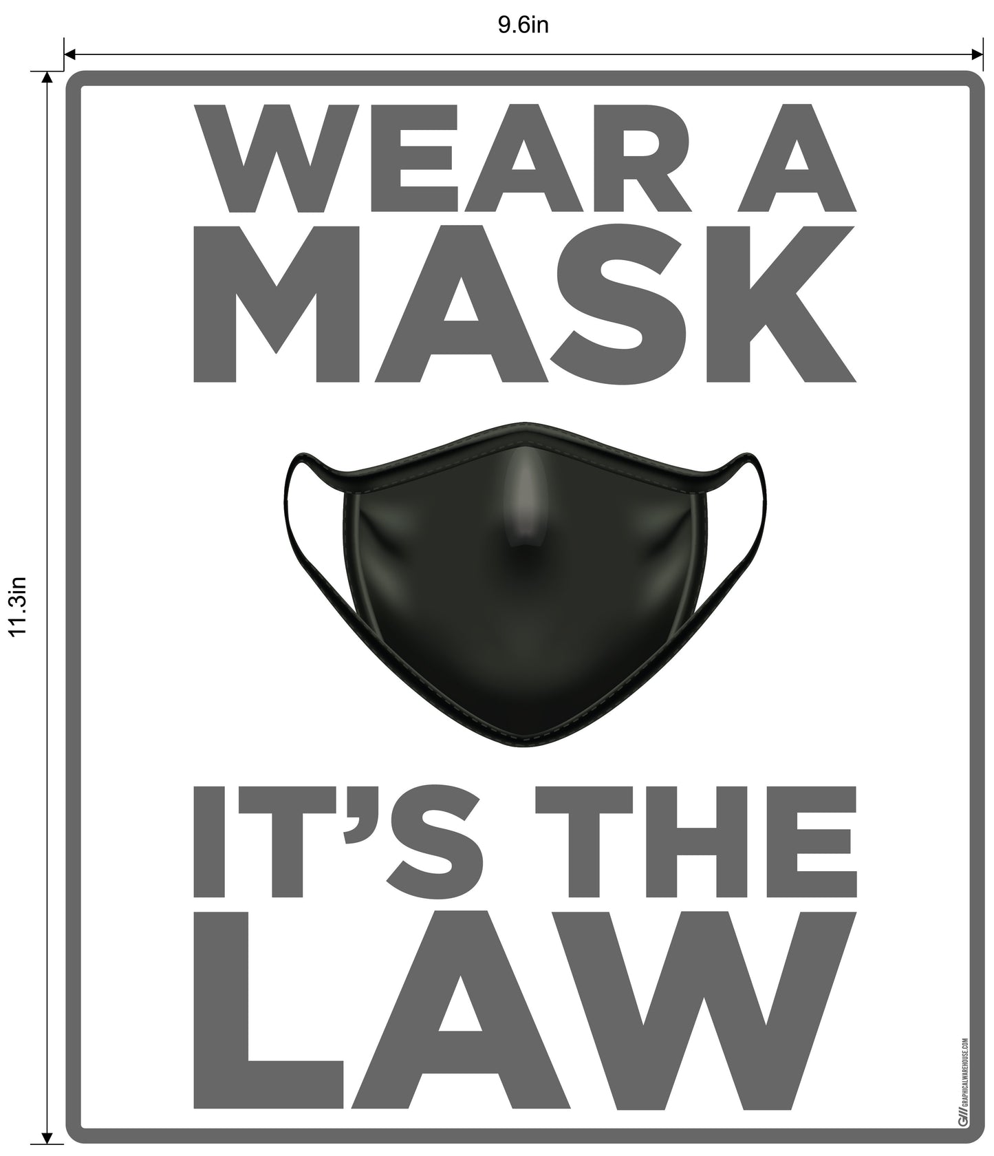 "Wear A Mask, It's the Law" Adhesive Durable Vinyl Decal- Various Sizes/Colors Available