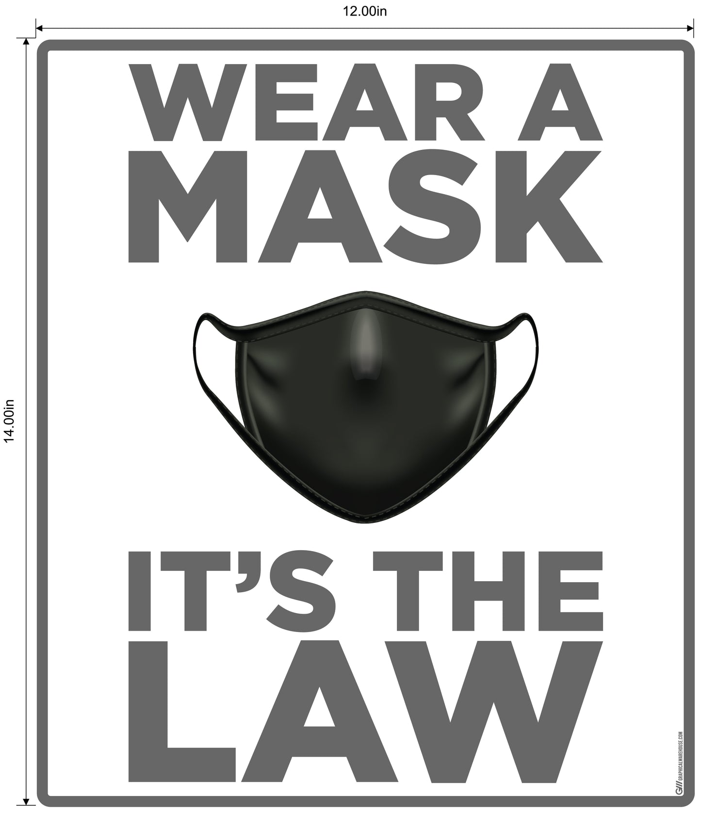 "Wear A Mask, It's the Law" Adhesive Durable Vinyl Decal- Various Sizes/Colors Available