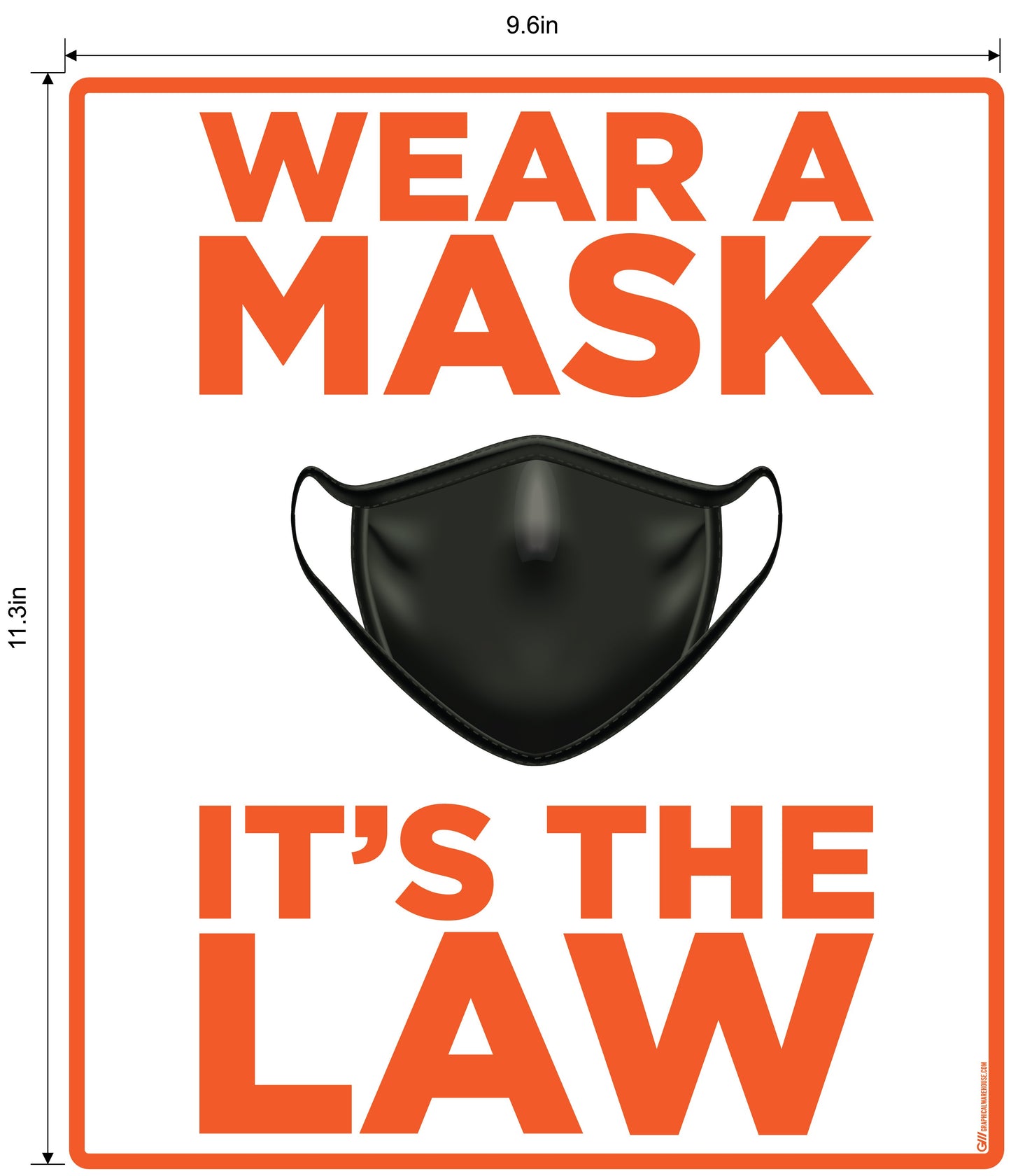 "Wear A Mask, It's the Law" Adhesive Durable Vinyl Decal- Various Sizes/Colors Available
