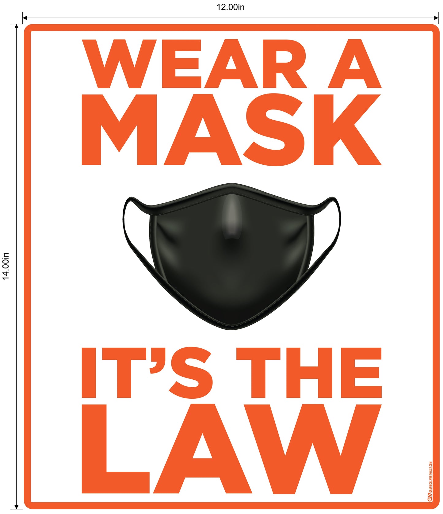 "Wear A Mask, It's the Law" Adhesive Durable Vinyl Decal- Various Sizes/Colors Available