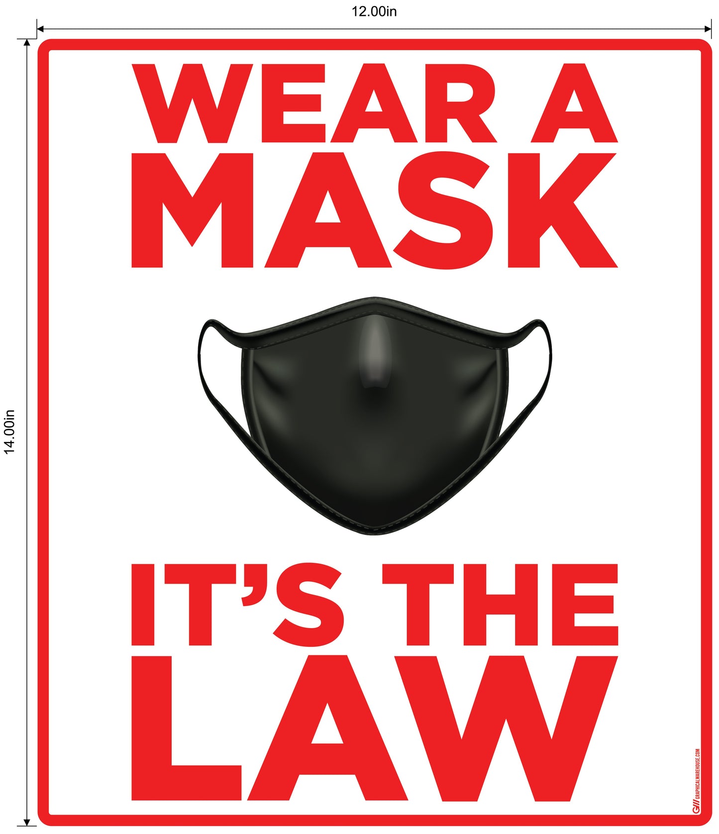 "Wear A Mask, It's the Law" Adhesive Durable Vinyl Decal- Various Sizes/Colors Available