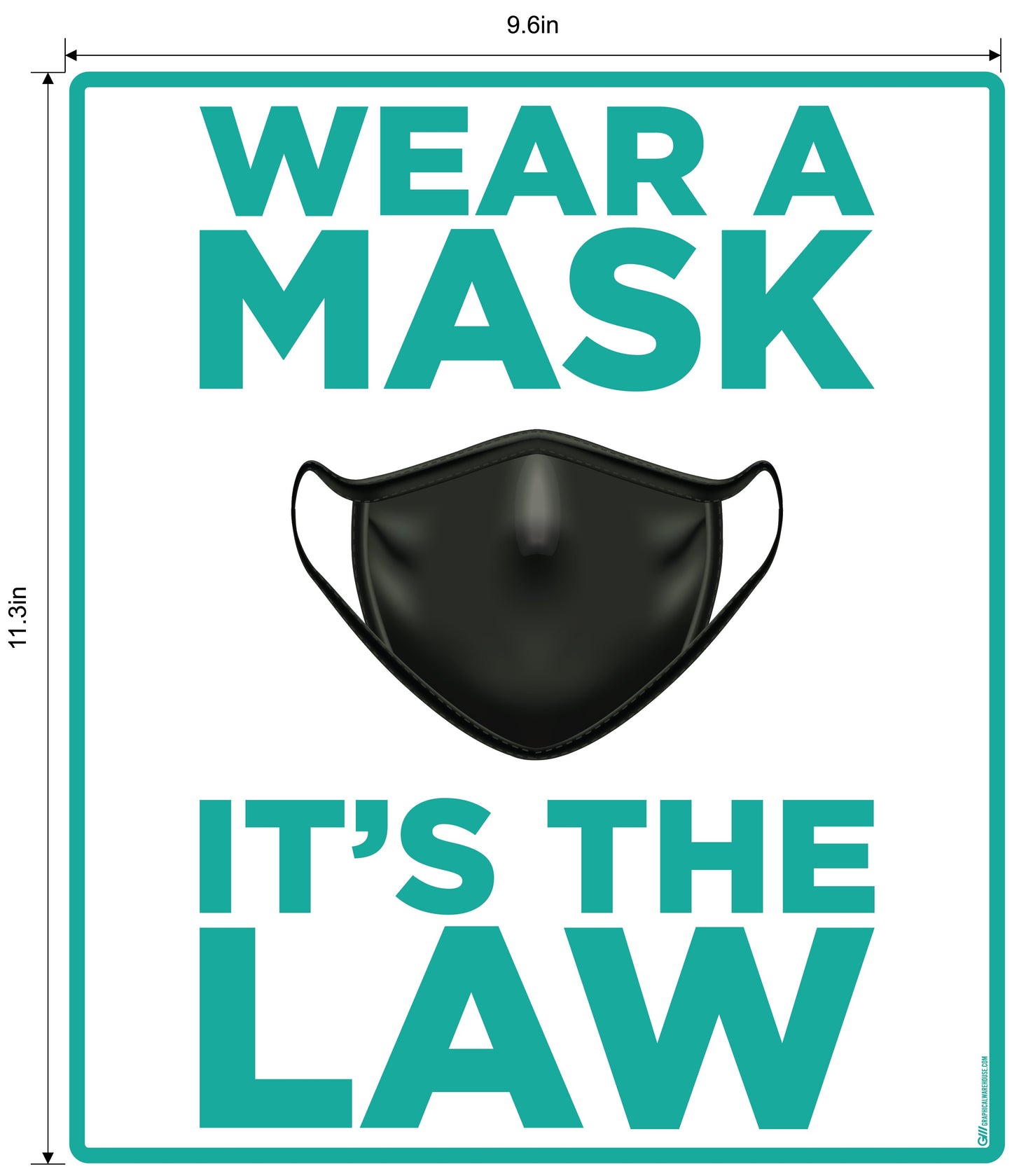 "Wear A Mask, It's the Law" Adhesive Durable Vinyl Decal- Various Sizes/Colors Available