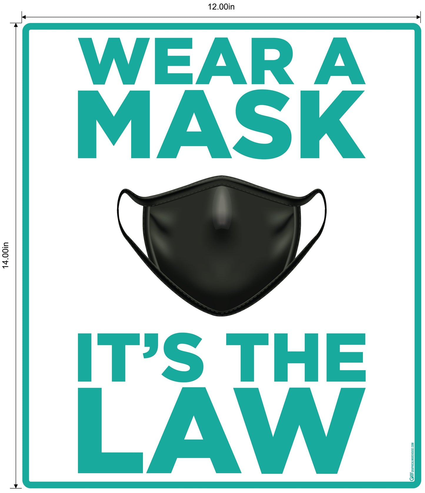 "Wear A Mask, It's the Law" Adhesive Durable Vinyl Decal- Various Sizes/Colors Available