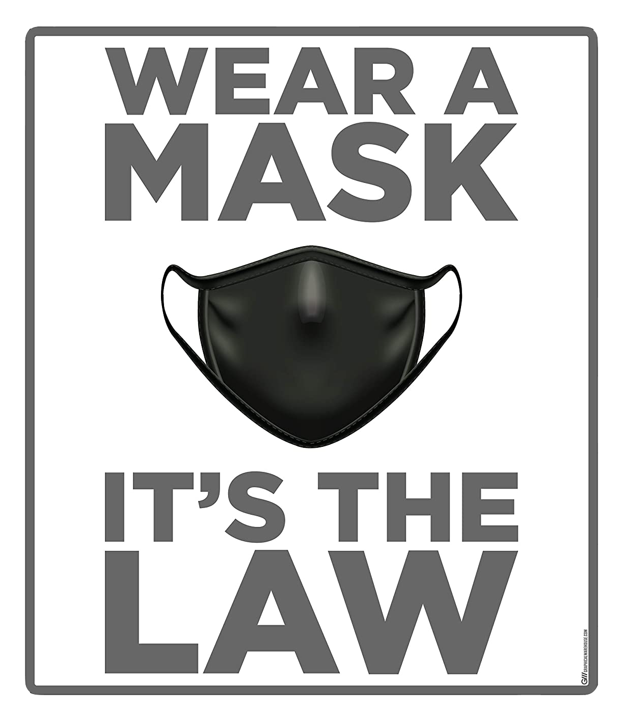 "Wear A Mask, It's the Law" Adhesive Durable Vinyl Decal- Various Sizes/Colors Available