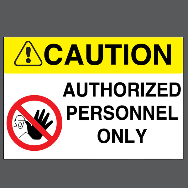 Caution "Authorized Personnel Only" Durable Matte Laminated Vinyl Floor Sign- Various Sizes Available