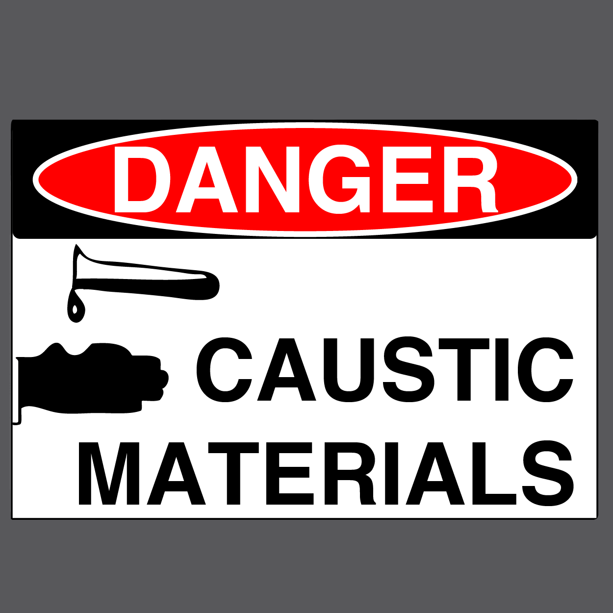 Danger "Caustic Materials" Version 1, Durable Matte Laminated Vinyl Floor Sign- Various Sizes Available