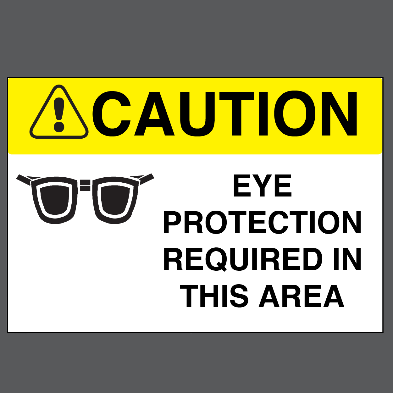 Caution "Eye Protection Required in This Area" Durable Matte Laminated Vinyl Floor Sign- Various Sizes Available