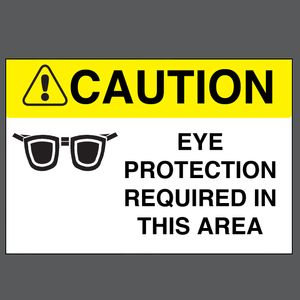Caution "Eye Protection Required in This Area" Durable Matte Laminated Vinyl Floor Sign- Various Sizes Available
