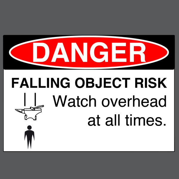 Danger "Falling Object Risk" Version 1, Durable Matte Laminated Vinyl Floor Sign- Various Sizes Available