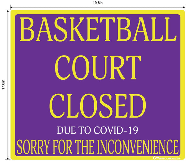 "Basketball Court Closed" Adhesive Durable Vinyl Decal- Various Sizes Available