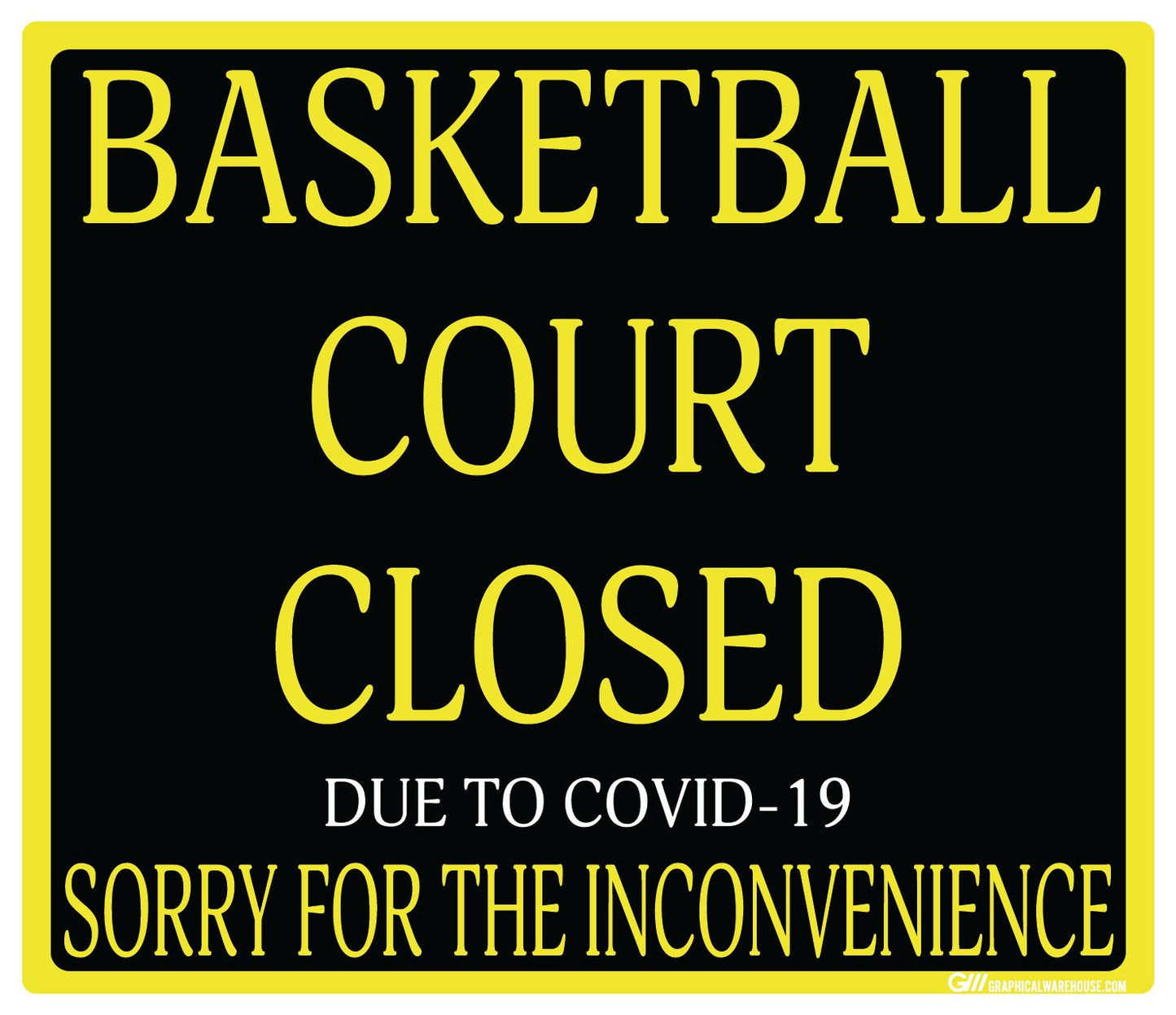 "Basketball Court Closed" Adhesive Durable Vinyl Decal- Various Sizes Available