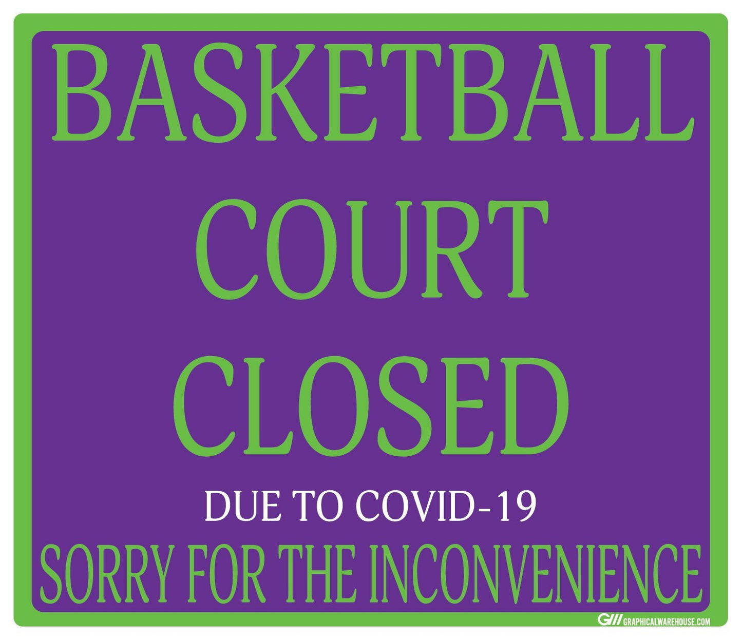 "Basketball Court Closed" Adhesive Durable Vinyl Decal- Various Sizes Available