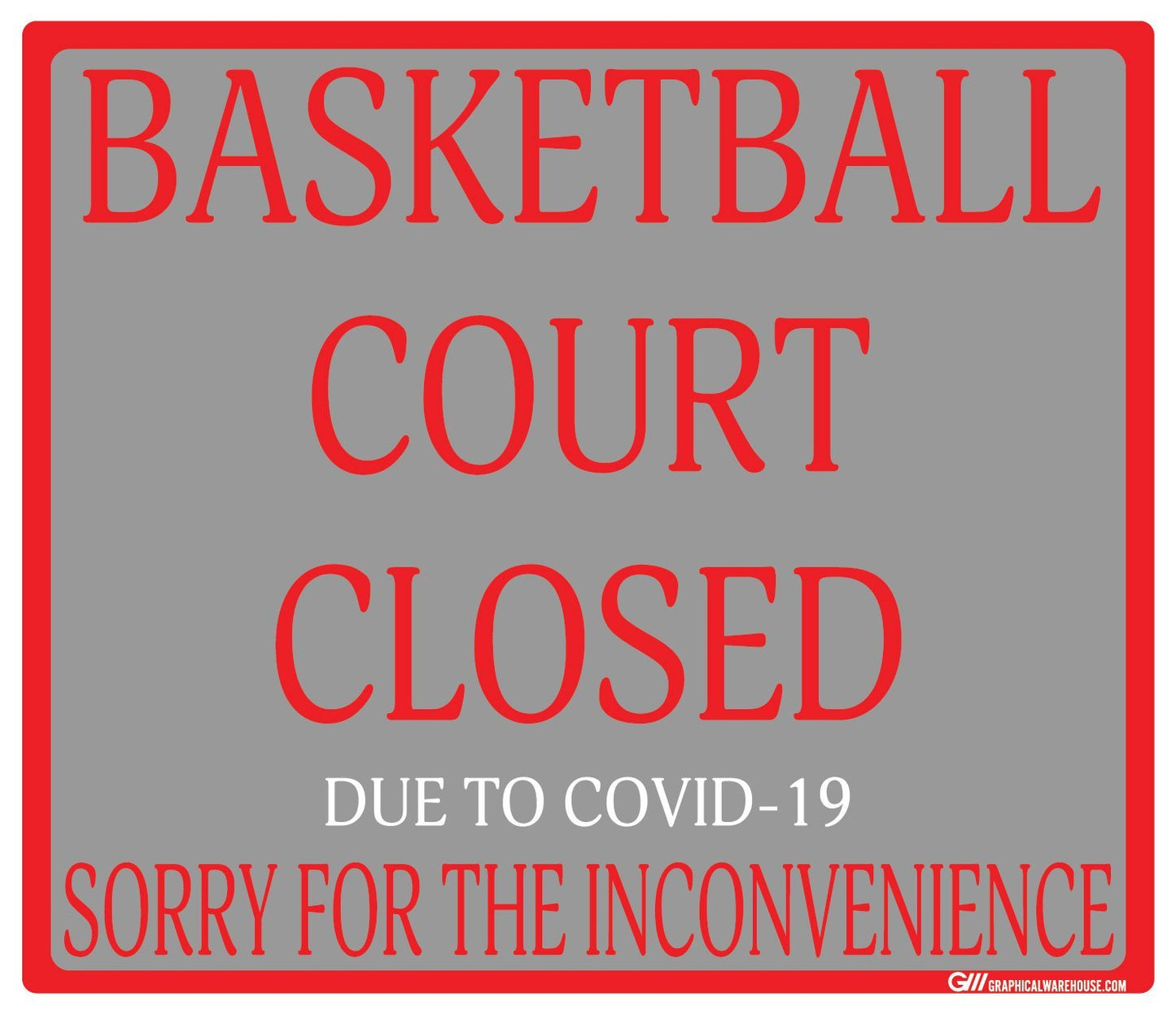 "Basketball Court Closed" Adhesive Durable Vinyl Decal- Various Sizes Available