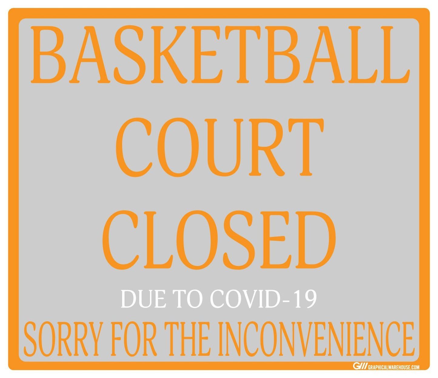 "Basketball Court Closed" Adhesive Durable Vinyl Decal- Various Sizes Available