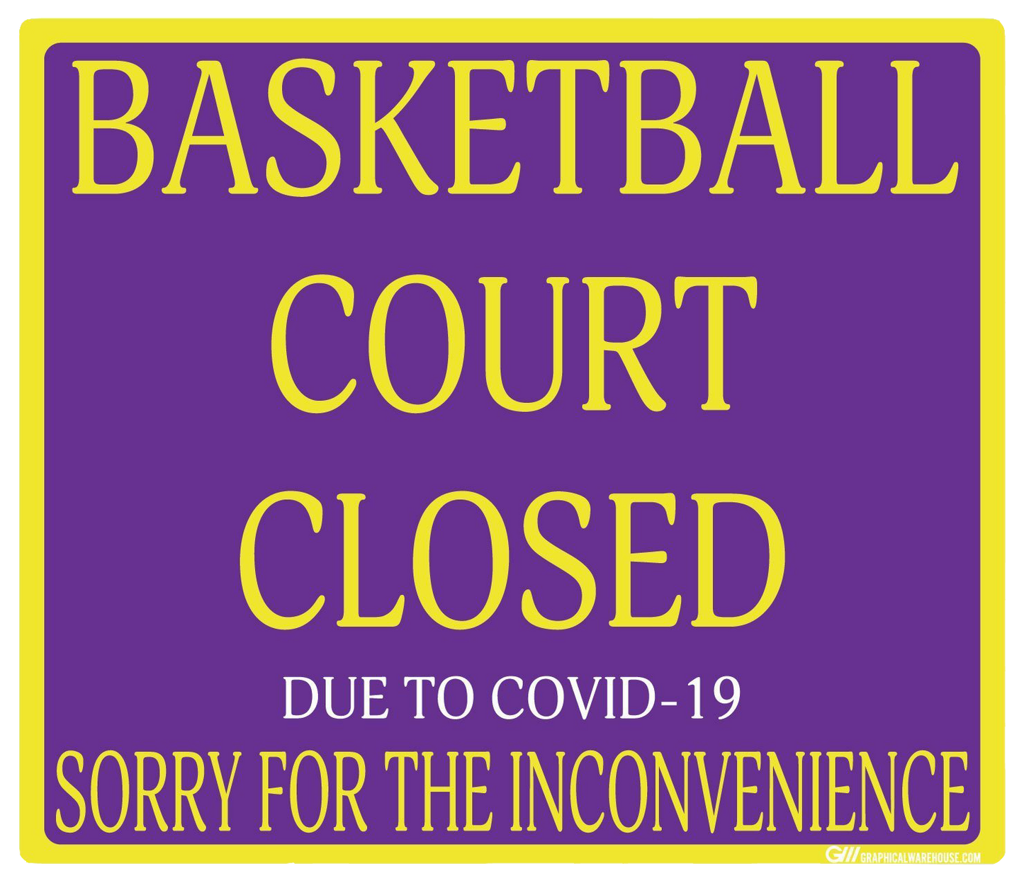 "Basketball Court Closed" Adhesive Durable Vinyl Decal- Various Sizes Available