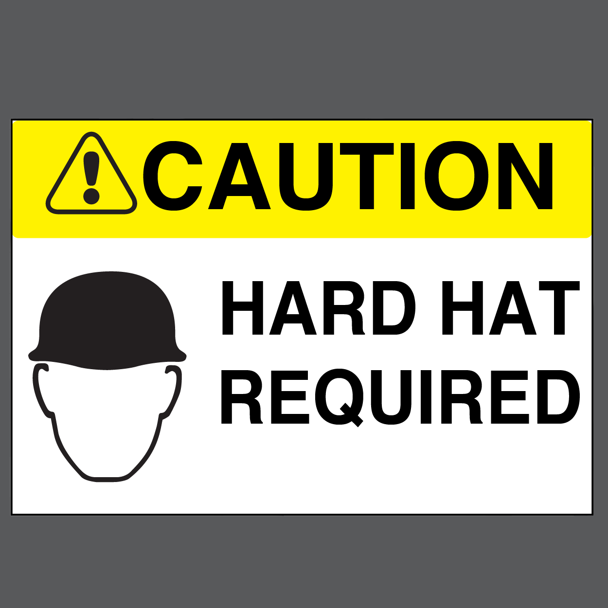 Caution "Hard Hat Required" Durable Matte Laminated Vinyl Floor Sign- Various Sizes Available