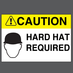 Caution "Hard Hat Required" Durable Matte Laminated Vinyl Floor Sign- Various Sizes Available
