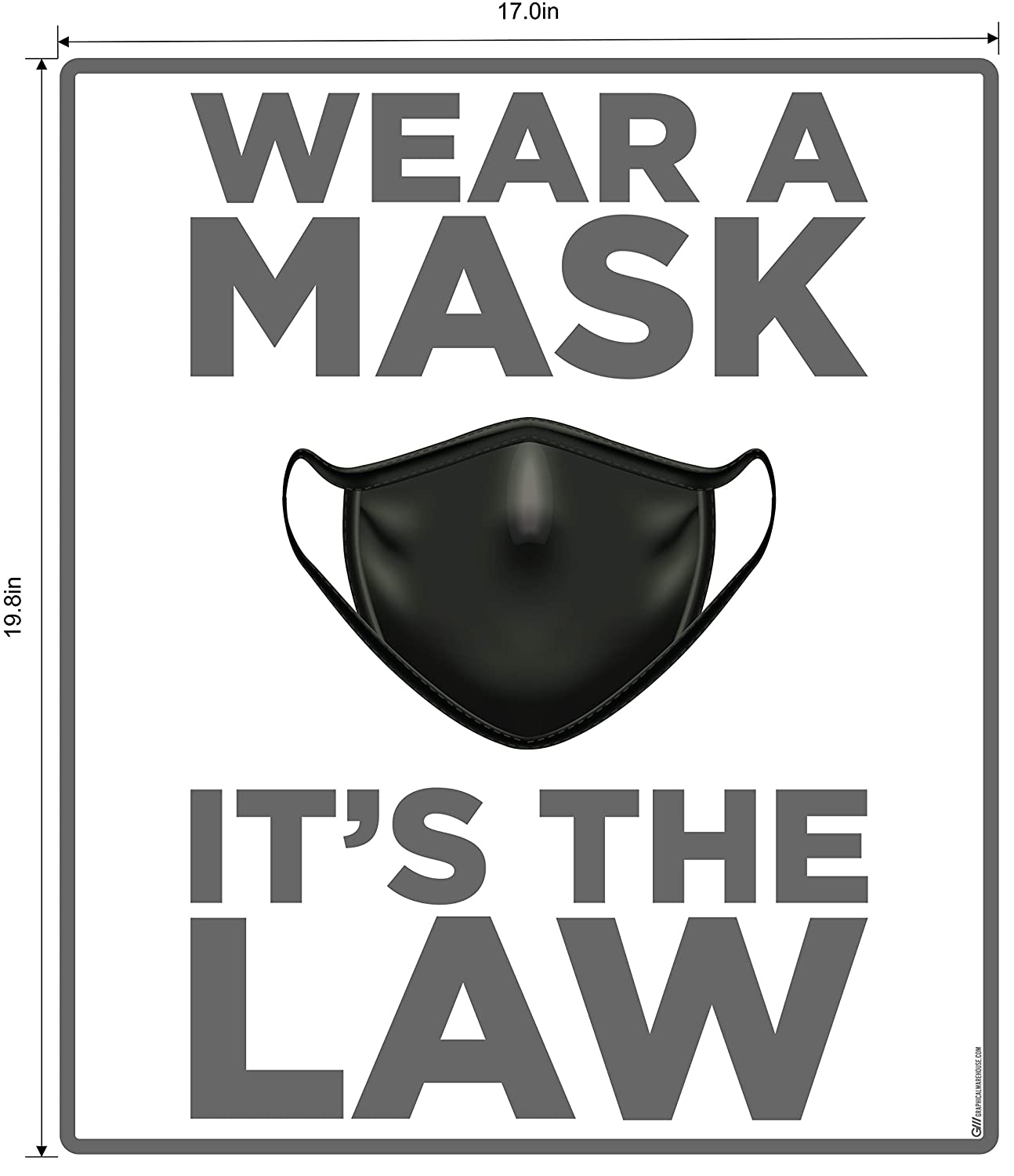"Wear A Mask, It's the Law" Adhesive Durable Vinyl Decal- Various Sizes/Colors Available