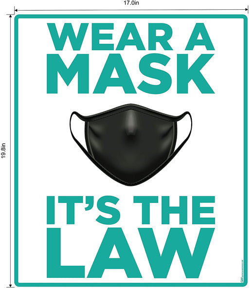 "Wear A Mask, It's the Law" Adhesive Durable Vinyl Decal- Various Sizes/Colors Available