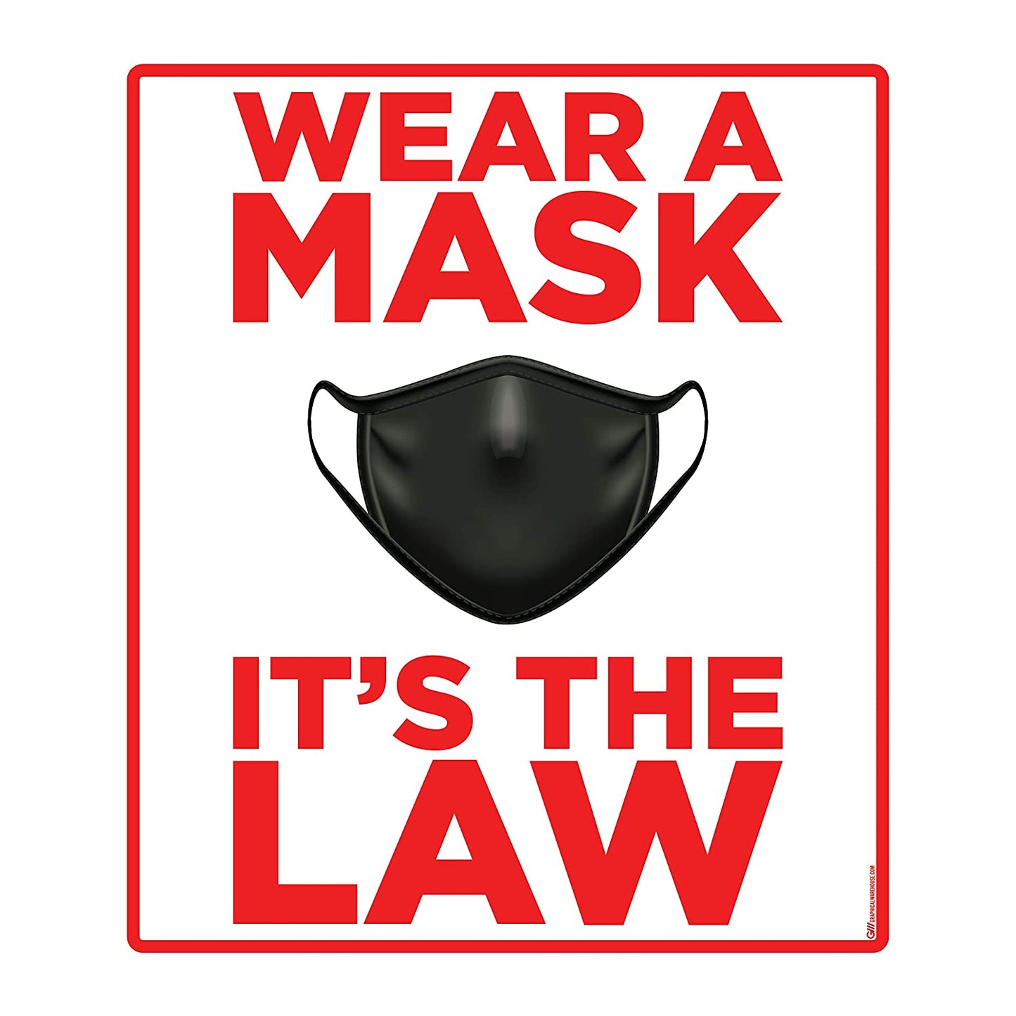 "Wear A Mask, It's the Law" Adhesive Durable Vinyl Decal- Various Sizes/Colors Available