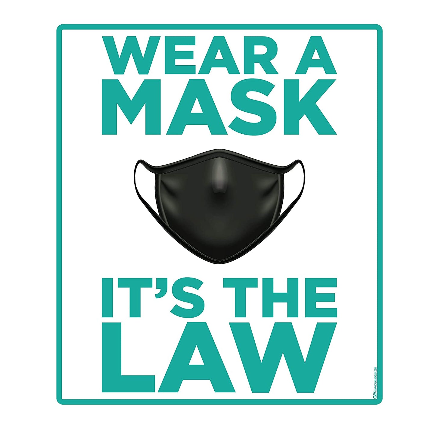 "Wear A Mask, It's the Law" Adhesive Durable Vinyl Decal- Various Sizes/Colors Available