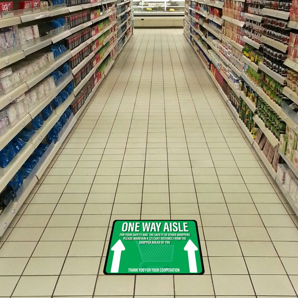 "One Way Aisle" Durable Matte Laminated Vinyl Floor Sign- 12x9"