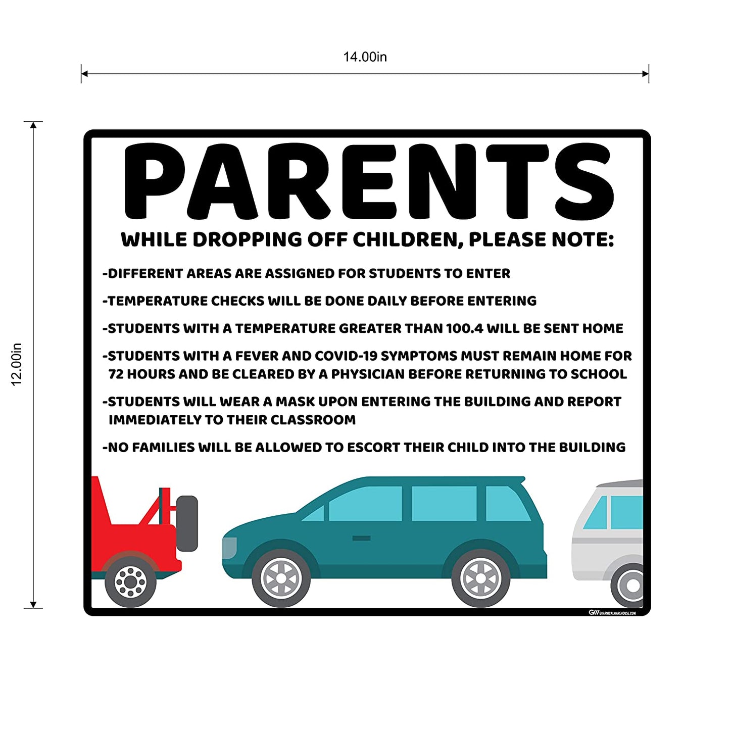 "Parents, School Drop Off" Adhesive Durable Vinyl Decal- Various Sizes/Colors Available