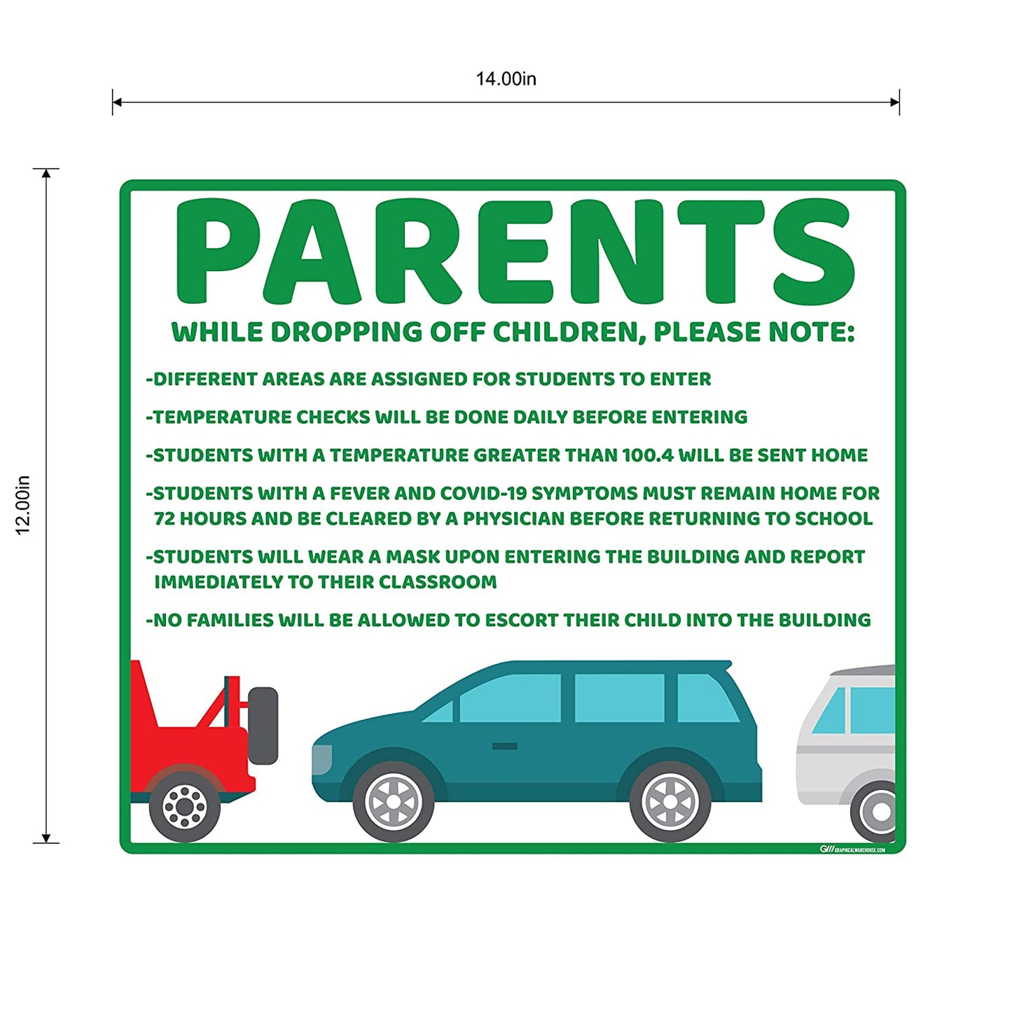 "Parents, School Drop Off" Adhesive Durable Vinyl Decal- Various Sizes/Colors Available