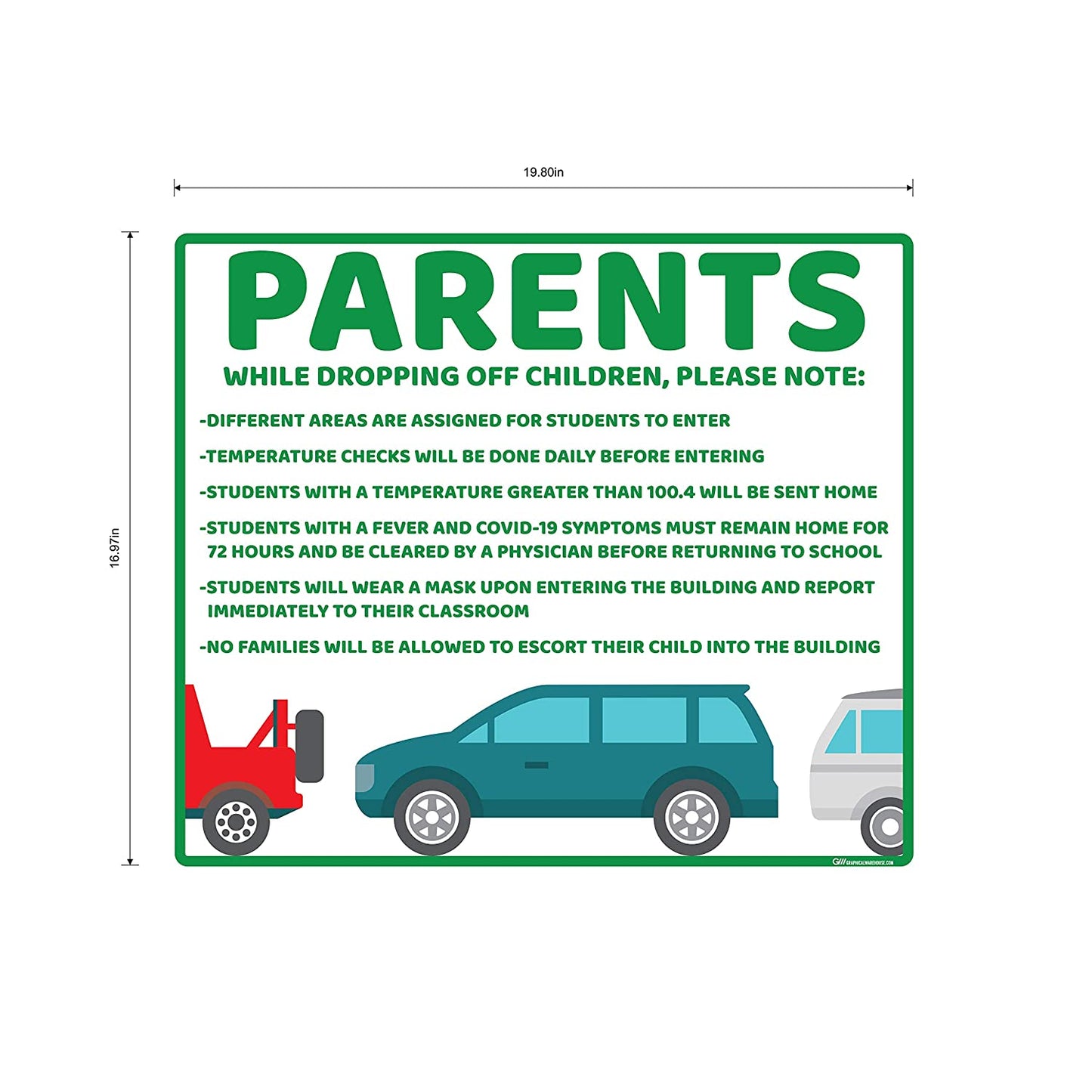 "Parents, School Drop Off" Adhesive Durable Vinyl Decal- Various Sizes/Colors Available