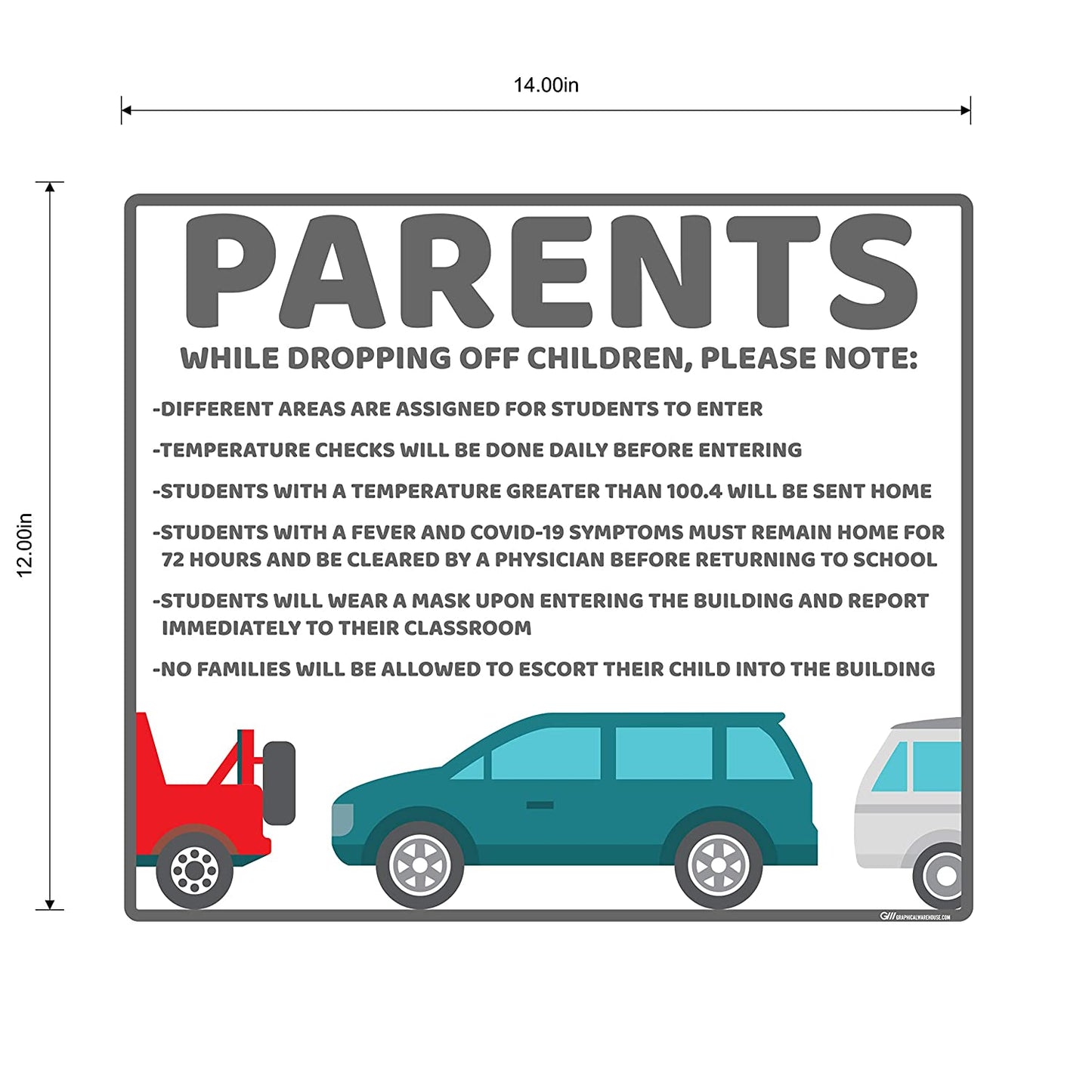 "Parents, School Drop Off" Adhesive Durable Vinyl Decal- Various Sizes/Colors Available