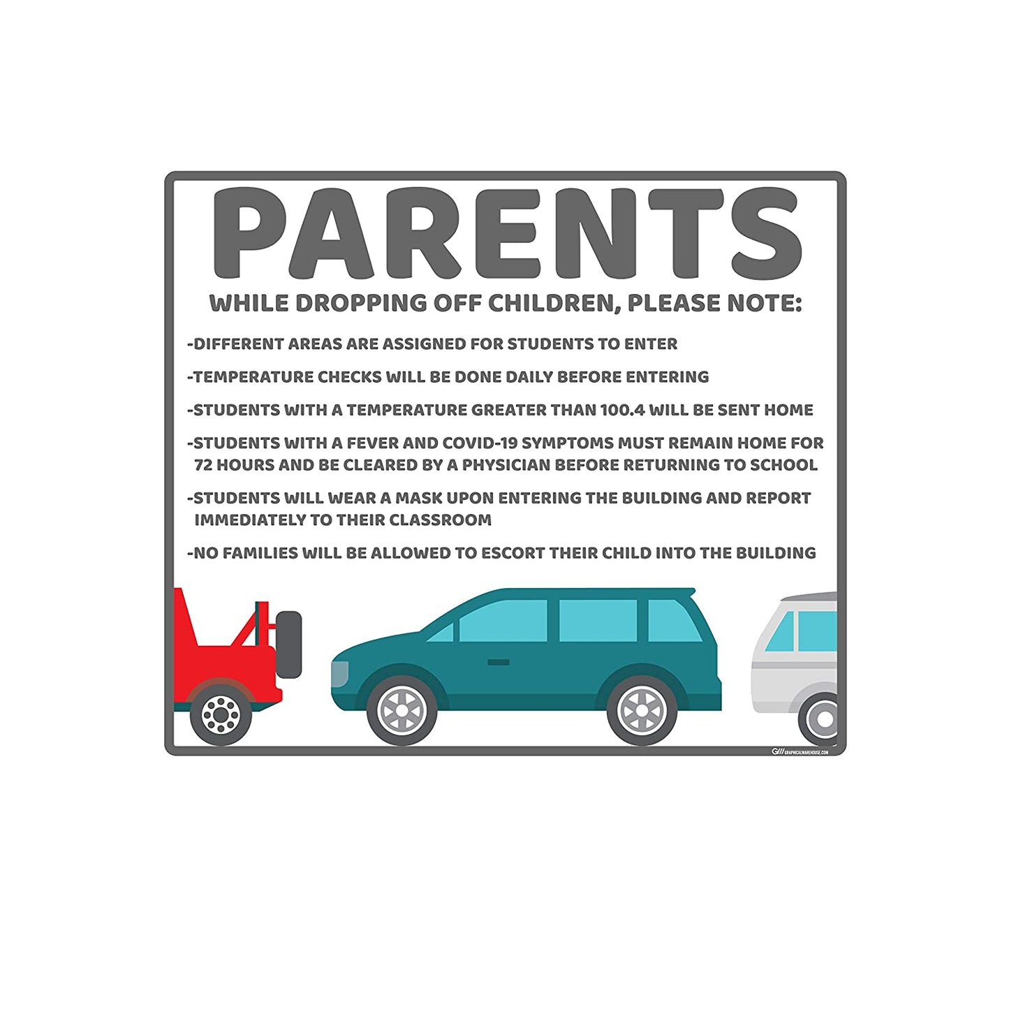 "Parents, School Drop Off" Adhesive Durable Vinyl Decal- Various Sizes/Colors Available