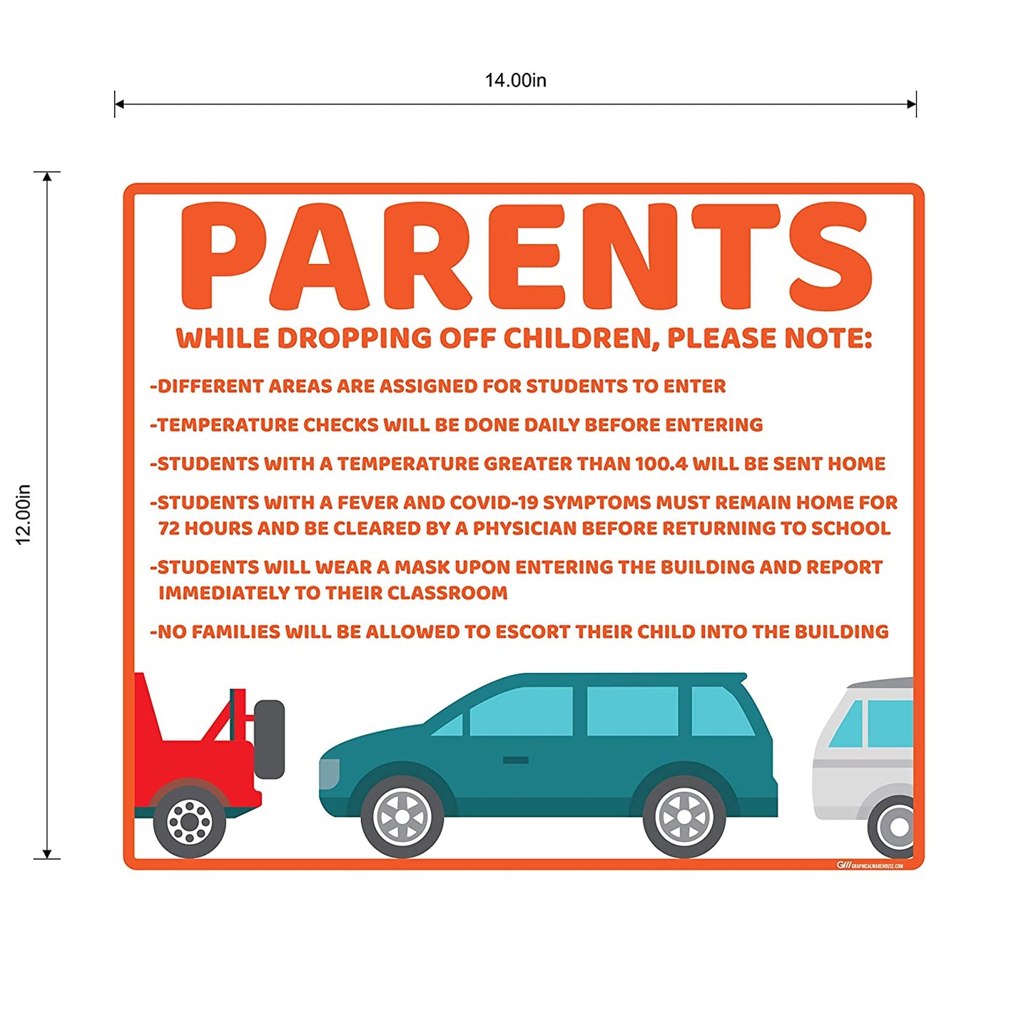 "Parents, School Drop Off" Adhesive Durable Vinyl Decal- Various Sizes/Colors Available