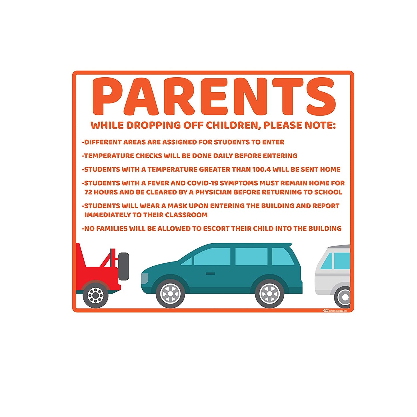 "Parents, School Drop Off" Adhesive Durable Vinyl Decal- Various Sizes/Colors Available