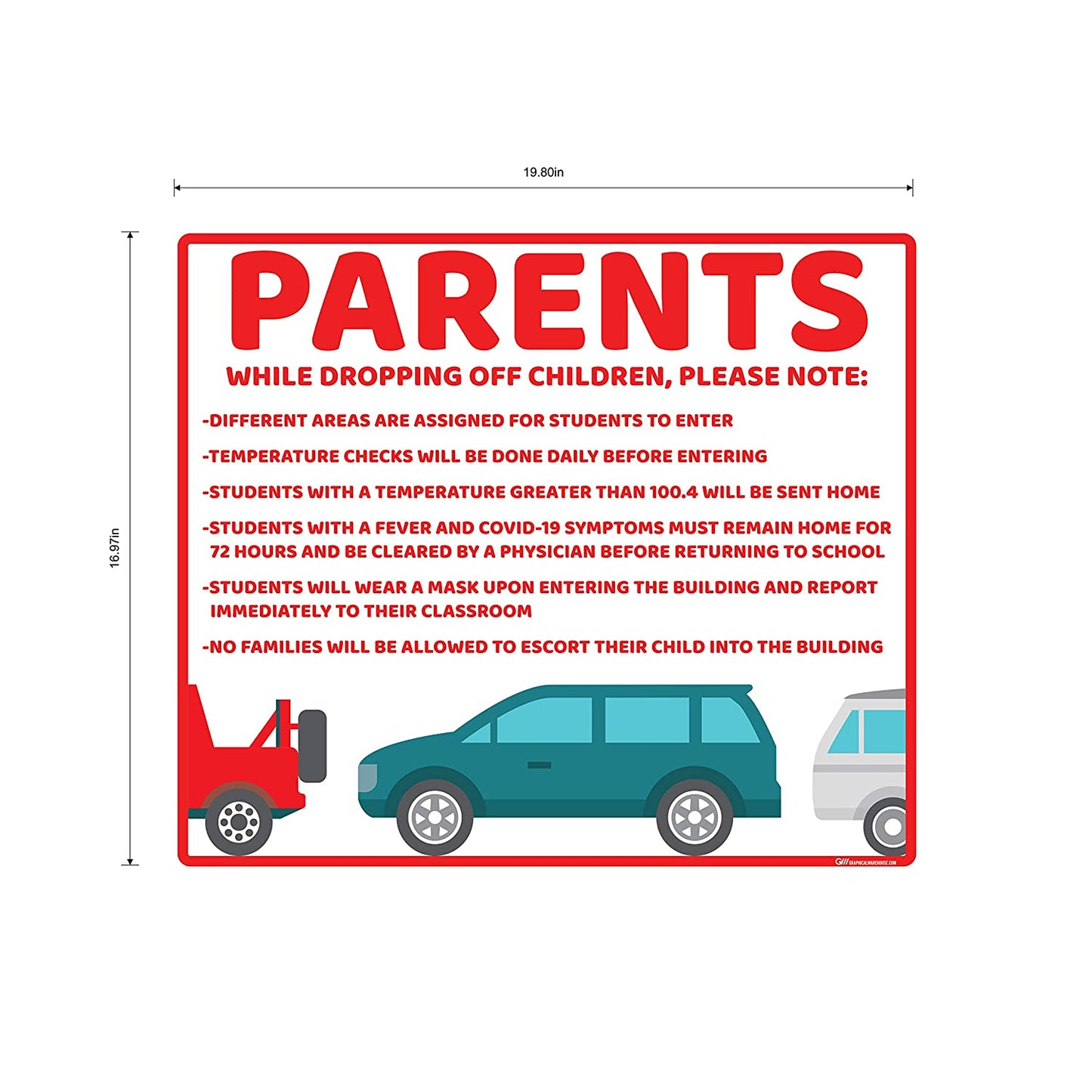 "Parents, School Drop Off" Adhesive Durable Vinyl Decal- Various Sizes/Colors Available