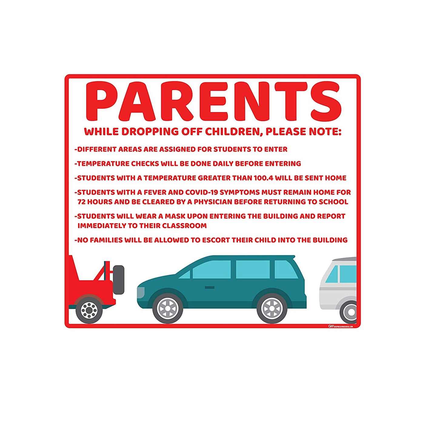 "Parents, School Drop Off" Adhesive Durable Vinyl Decal- Various Sizes/Colors Available