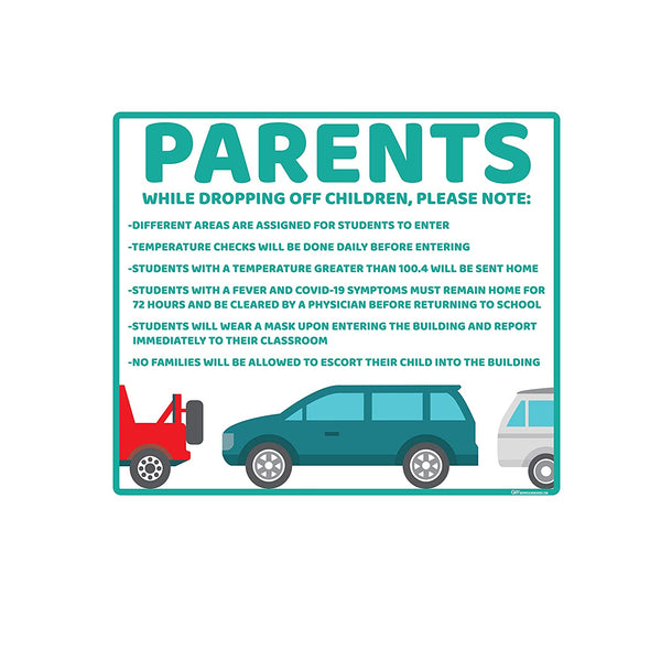 "Parents, School Drop Off" Adhesive Durable Vinyl Decal- Various Sizes/Colors Available