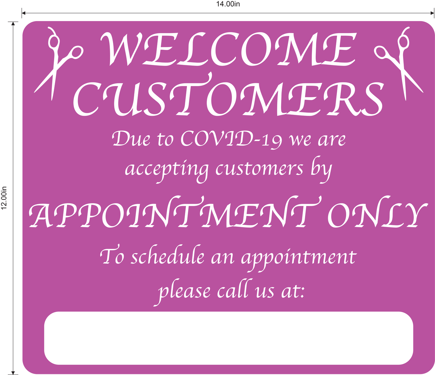 Hair Salon "By Appointment Only" Adhesive Durable Vinyl Decal- Various Colors Available- 14x12”