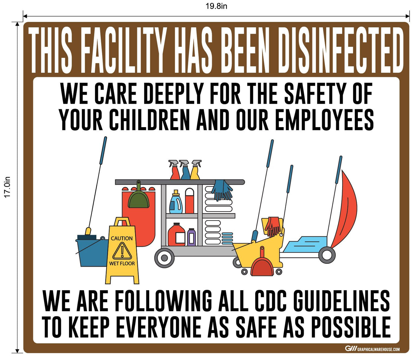 "Facility Disinfected for the Safety of your Children" Version 2- Adhesive Durable Vinyl Decal- Various Sizes/Colors Available